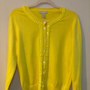 Banana Republic Lemon Drop Square Beaded Cardigan